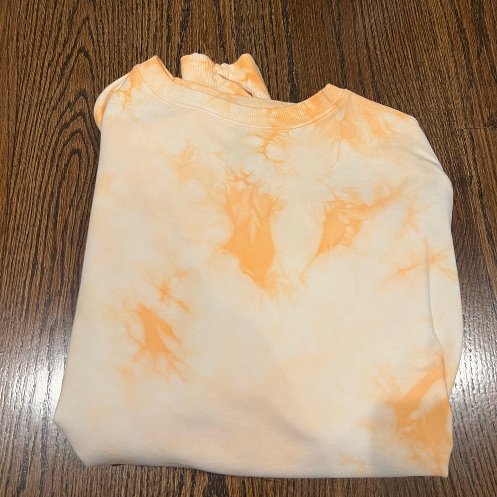 Orange tie dye crew neck